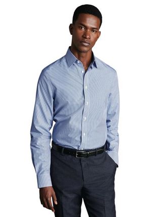 CHARLES TYRWHITT Non-Iron Bengal Stripe Shirt in Navy at Nordstrom, Size 16.5 - 35