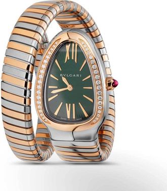 Bulgari Pre-owned Bvlgari Vintage Quartz Diamond Green Dial Ladies Watch 4q5434543