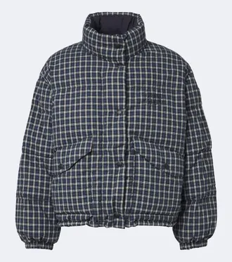 Miu Miu Chaqueta de plumas reversible de franela de algod&oacute;n