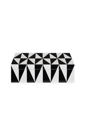 Jonathan Adler Op Art Lacquer Box in Black /White Geometric at Nordstrom, Size Medium