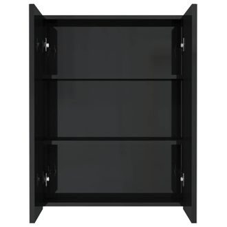 Berkfield Home Durable Bathroom Mirror Cabinet 60x15x75 cm MDF Shining Black | Size: 60 x 15 x 75 cm