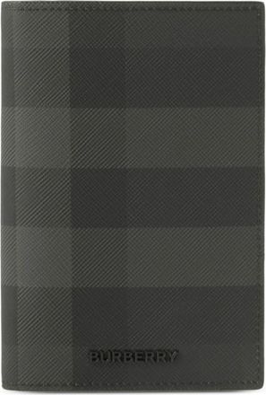 Burberry Check-pattern leather passport holder - men - Polyamide/Thermoplastic Polyurethane (TPU)/Calf Leather/Cotton - One Size - Grey
