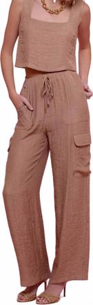 Blu Pepper Drawstring Cargo Pants In Tan