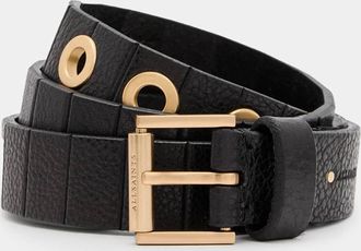 AllSaints Cow Leather Kylin Skinny Leather Eyelet Belt, Size: XS