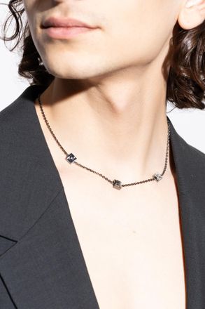Fendi Logo Necklace, Mens, Grey