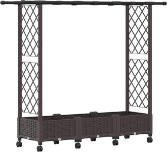 vidaXL Cama Elevada Con Trellis Y Techo Marr&oacute;n 164 X 40 X 127 Cm Pp Vidaxl