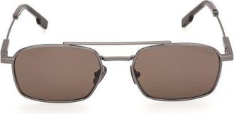 Ermenegildo Zegna 54mm Square Sunglasses in Satin Sunmetal /Brown at Nordstrom
