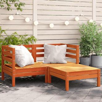 vidaXL Vidaxl - Sof&aacute; De Jard&iacute;n 2 Plazas Con Reposapi&eacute;s Madera Pino Marr&oacute;n Cera