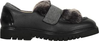 Lorena Antoniazzi Fur Leren Loafers Ronde Neus - Dames - Loafers - Zwart - 41 EU - Schoenen
