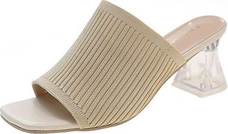 Generic Mid Low Block Heel Shoes Women - High-Heeled Slippers Wide Width Slide Sandals High Heel Mule Sandals Party Sandals Office Work Courts Shoes Ladies Lo