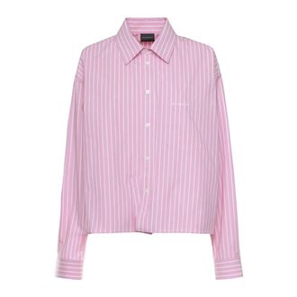 Balenciaga Shirts, female, Pink, Size: M Striped Cotton Shirt