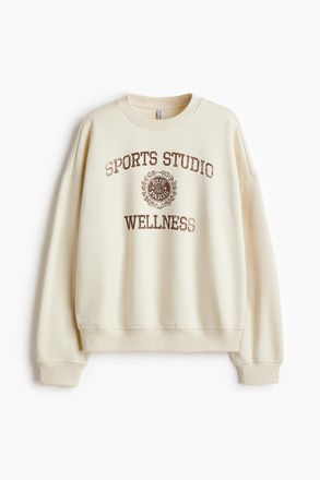 H&M Sweatshirt mit Motiv - Hellbeige/Wellness