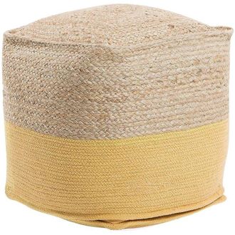 Beliani Beliani - Puf de algodón yute beige amarillo 44 x 44 cm eps otomana boho moderno Kirama