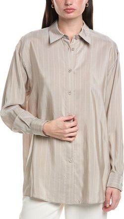 Lafayette 148 New York Boyfriend Oversized Silk Shirt