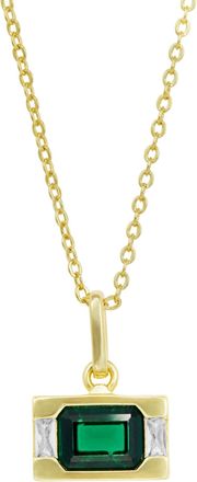 Savvy Cie Jewels GOLD PLATED OVER BRASS WHITE CZ ROUND PENDANT