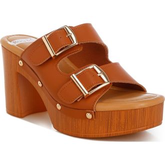 Rag & Co. Kenna Double Buckle Strap Platform Sandal in Tan at Nordstrom Rack, Size 8.5