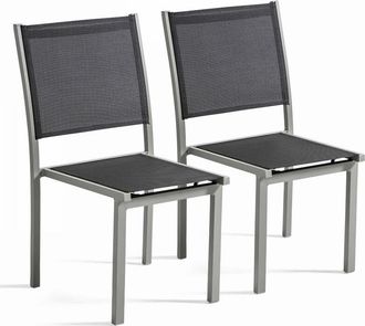 Oviala Oviala - Set di 2 sedie da giardino in alluminio e textilene grigio