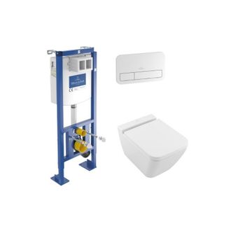 Villeroy & Boch Pack Inodoro Suspendido Sin Cerco Villeroy Et Boch Acabado + Asiento + Placa Blanca + Estructura