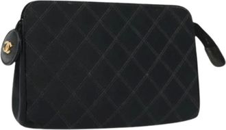 Chanel Pre-owned Clutches, female, Black, Size: ONE SIZE Pre-owned Satin Pouch