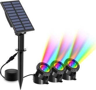 OEM Luz Solar Subacu&aacute;tica, 3 Focos Solares, 2 Modos De Iluminaci&oacute;n De Buceo, Cambio De Color Rgb, Ip68 Resistente Al Agua, L&aacute;mpara De Buceo Ajustable, Luc
