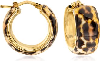 Ross-Simons Italian Leopard-Print Enamel Hoop Earrings in 18kt Gold Over Sterling