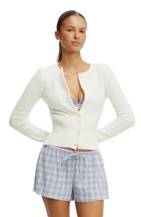 Cotton On Womens Fluffy Fitted Knit Cardi in Coconut Milk at Nordstrom, Size Xx-Small