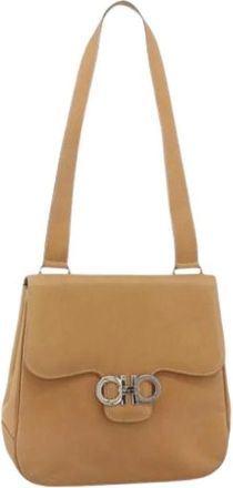 Ferragamo Pre-owned Schoudertas - Dames - Vintage Schoudertas - Beige - ONE Size - Leer - Vintage