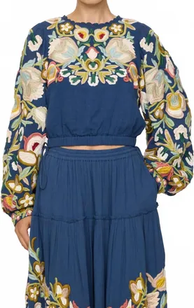 Sea New York Wilhelmina Embroidered Top In Blue