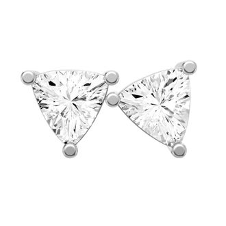Diamond2Deal 14K White Gold 0.25 Ct Lab Grown Trillion Shape Diamond Solitaire Stud Earrings Color- E-F, Clarity- VS1