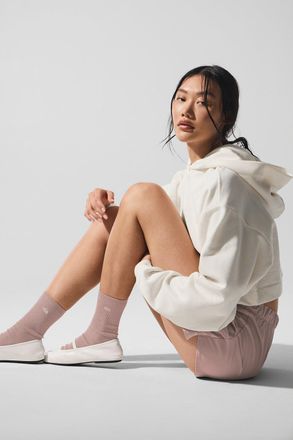 Alo | Half-Crew Understated Socks in Taupe Beige, Size: Medium