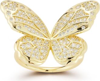 Glaze Jewelry Pav&eacute; Cubic Zirconia Butterfly Ring in Gold at Nordstrom Rack, Size 6