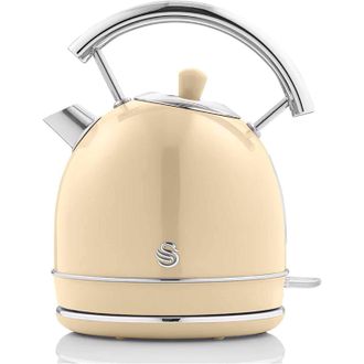 SWAN Sk14630cneu Retro Hervidor Agua El&eacute;ctrico, 1,8 L, Resistencia Oculta Acero Inoxidable, Sin Bpa, Inal&aacute;mbrico 3000w Crema