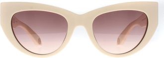 Roberto Cavalli Cat Eye Womens Shiny Beige Brown Gradient SRC017M Sunglasses - One Size