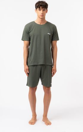 Fila Schlafanzug FILA MAN JERSEY PYJAMAS, Herren, Gr. XXL, thyme, Web, Obermaterial: 100% Baumwolle, bequem kurz, Rundhals, Homewear-Sets Schlafanzug, T-Sh