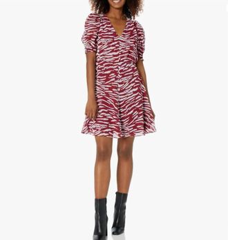 Vince Camuto Wine Puff Sleeve Dress