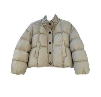 Generic Womens Patchwork High Neck Down Jacket, Thickened Warm Single-Breasted Outerweart