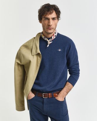 GANT Men Classic Cotton Crew Neck Sweater (XXXL) DK JEANSBLUE MELANGE