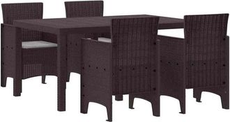 vidaXL Conjunto de Comedor de Jardín 5 pcs Marrón Ratan Polt Vidaxl