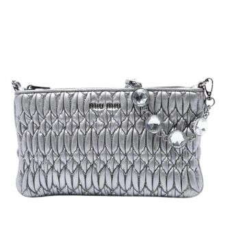 Miu Miu Pre-owned Nappa Leather Satchel - Dames - Vintage Clutch - Grijs - ONE Size - Leer - Vintage
