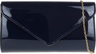 Girly HandBags Womens Plain Glossy Clutch Bag - Navy