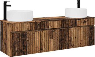 vidaXL Juego De Muebles De Ba&ntilde;o 3 Uds. Madera Envejecida Vidaxl