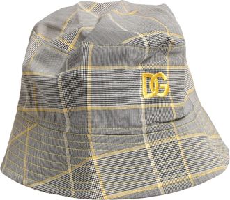 Dolce & Gabbana Men Gray Checkered Bucket Fisherman Capello Hat
