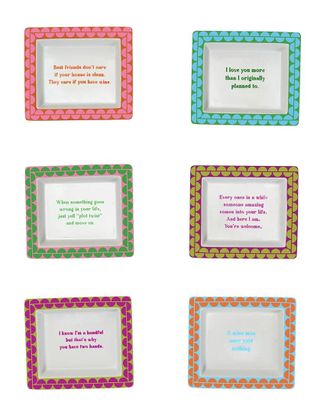 Two's Company Set Of 6 Sassy Wise Saying Desk Trays In Gift Box