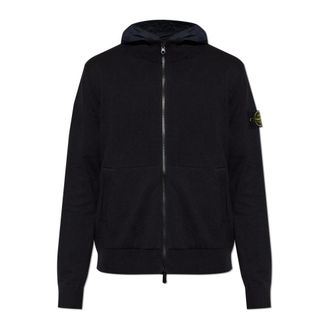 Stone Island Light Jackets, male, Black, Size: S Hooded Jacket