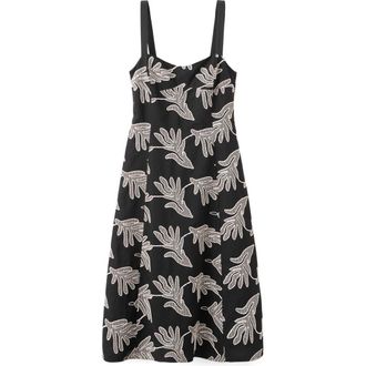 Mango Embroidered A-Line Midi Dress in Black at Nordstrom, Size 10