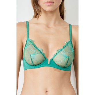 Etam Prelude Embroidered Underwire Plunge Bra in Anise Absinthe at Nordstrom Rack, Size 32D