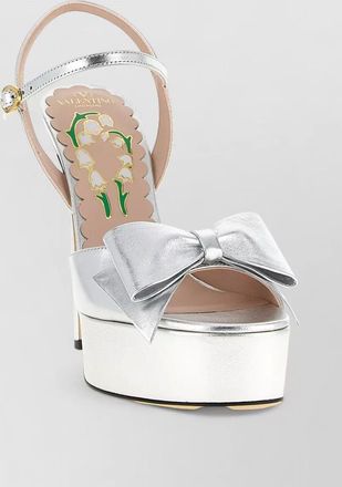 Valentino Garavani bowow sandals metallic bow platform open toe