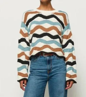 Nation Ltd Poppy Sweater In Multi Waves