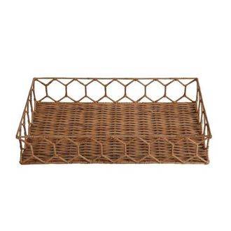 Happimess Honeycomb 19.75 Rustic Bohemian Hand-Woven Rattan Tray, Natural in Light Brown at Nordstrom