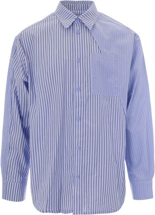 Arte Asymmetrical Striped Casual Shirt with Contrast Detailing